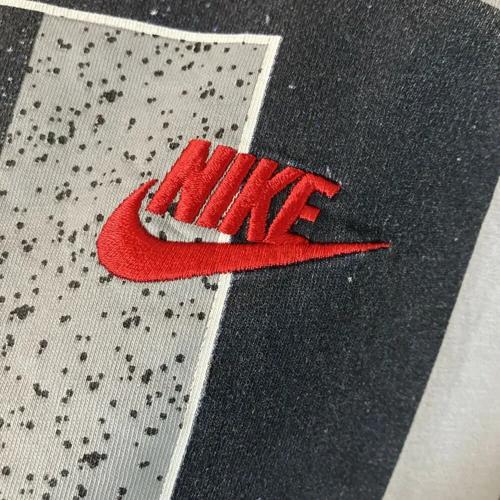 VTG XL Nike Air Flight Galaxy Planets T Shirt Jordan Grey Red Sewn Logo Cotton